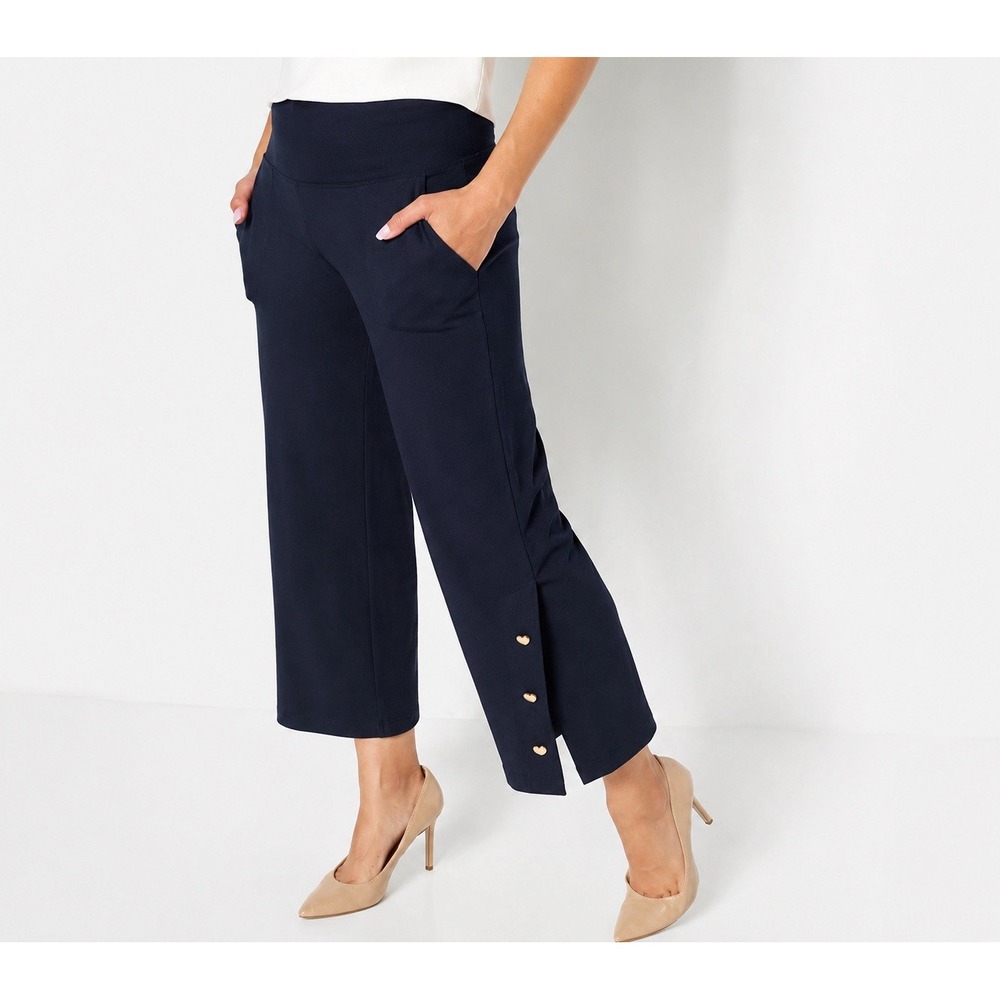 Women with Control St. Tropez Tummy Control Crop Pants Blue Size 16 Heart Button
